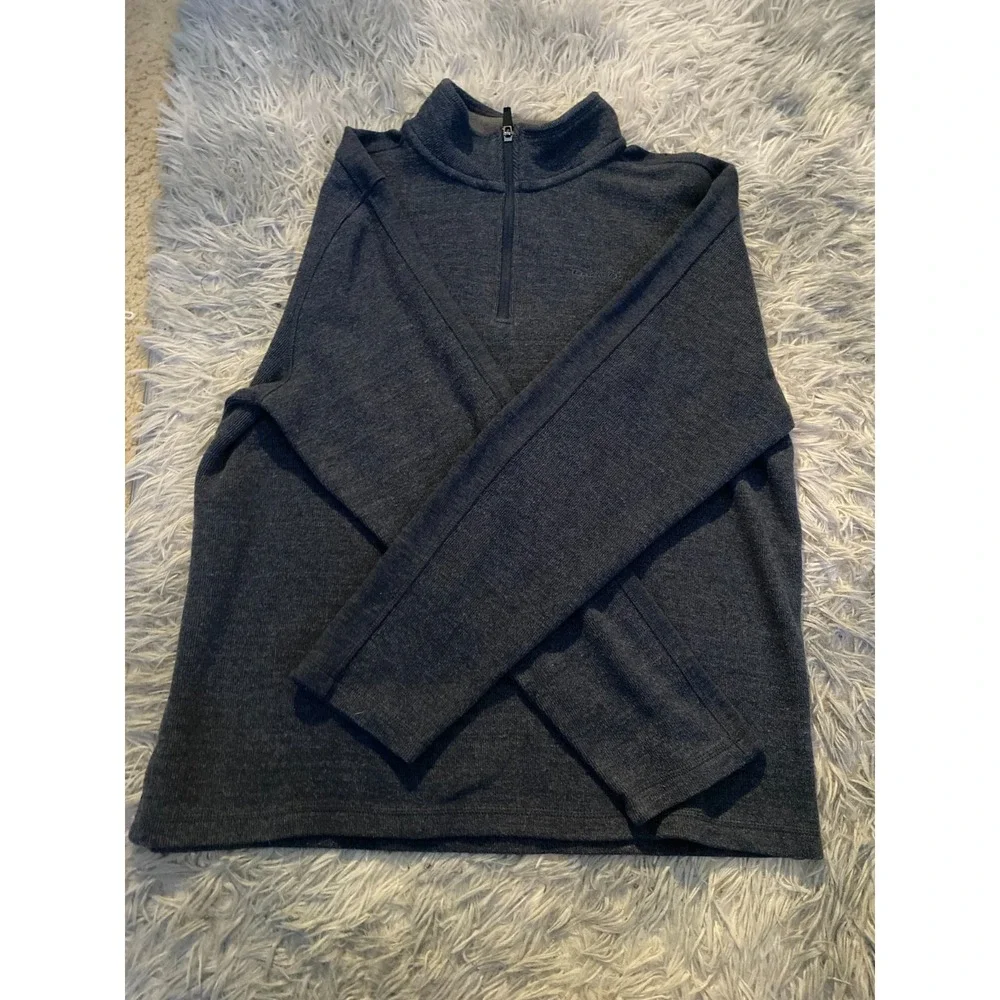 Eddie Bauer Men's Large Gray Quarter Zip‎ Pullover Sweater Fleece Casual Layer
